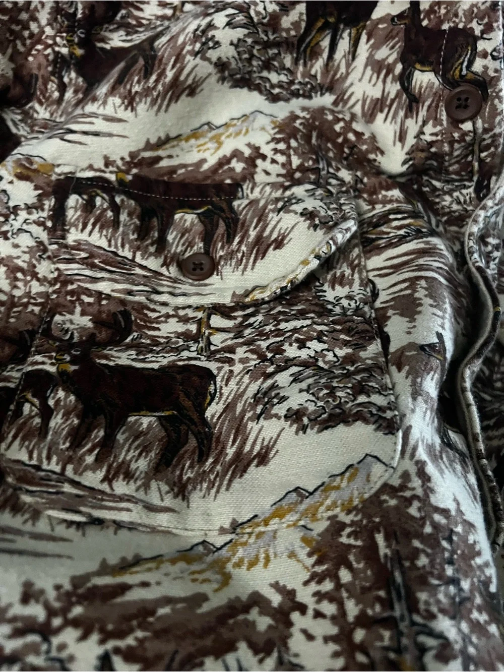 GORGEOUS RARE Vintage JCREW Heavyweight Chamois Button Down Fall Deer Pattern 🦌